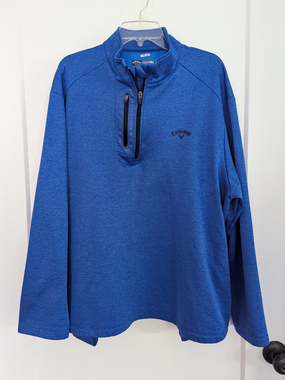 Callaway Men XXL Tech Fleece Quarter Zip Pullover Golf Logo Pockets Activewear